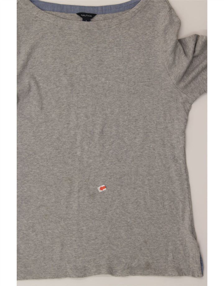 NAUTICA Womens Top 3/4 Sleeve UK 14 Large Grey Cotton Vintage Nautica and Second-Hand Nautica from Messina Hembry 