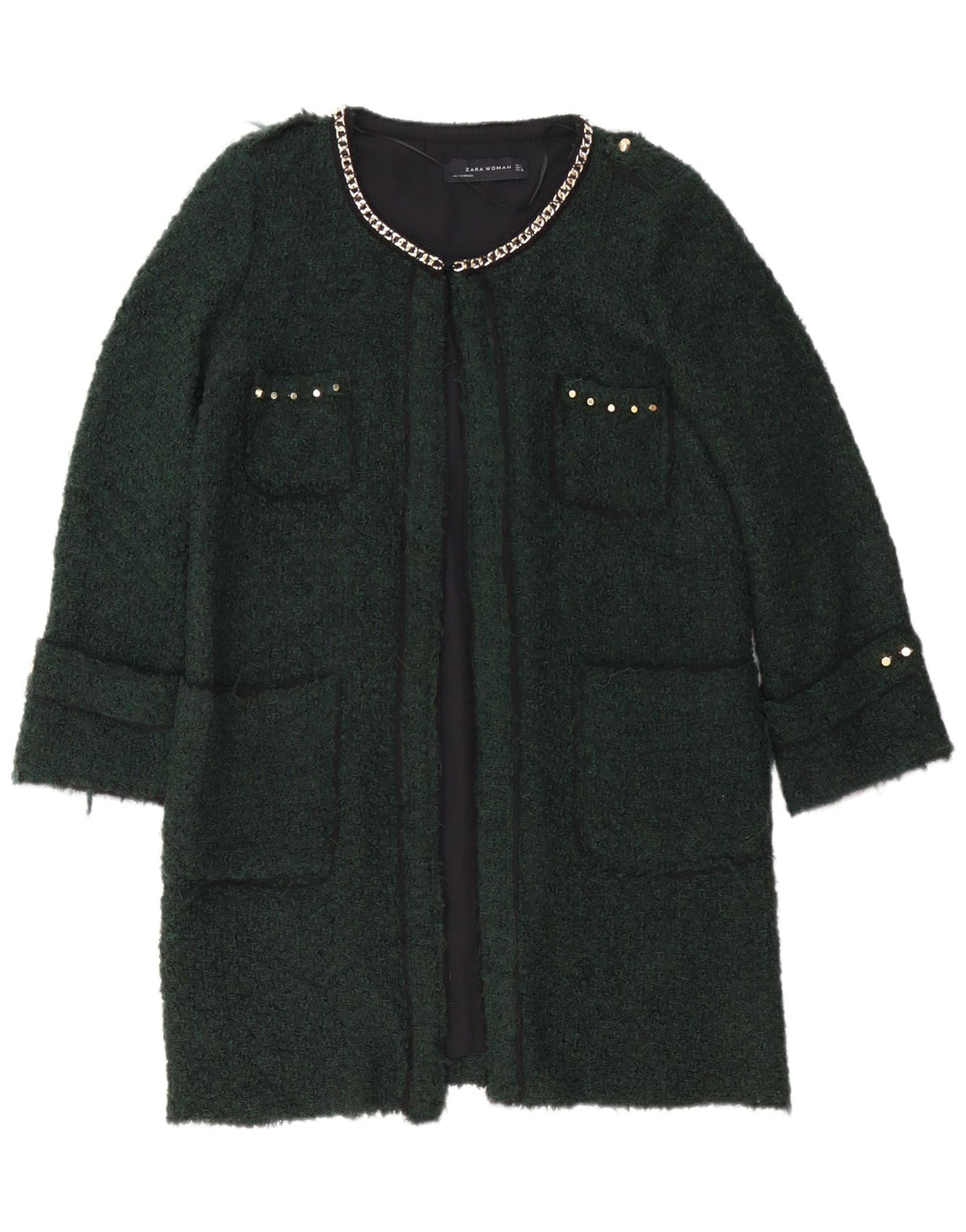 Zara Womens Overcoat UK 16 Large Green Acrylic