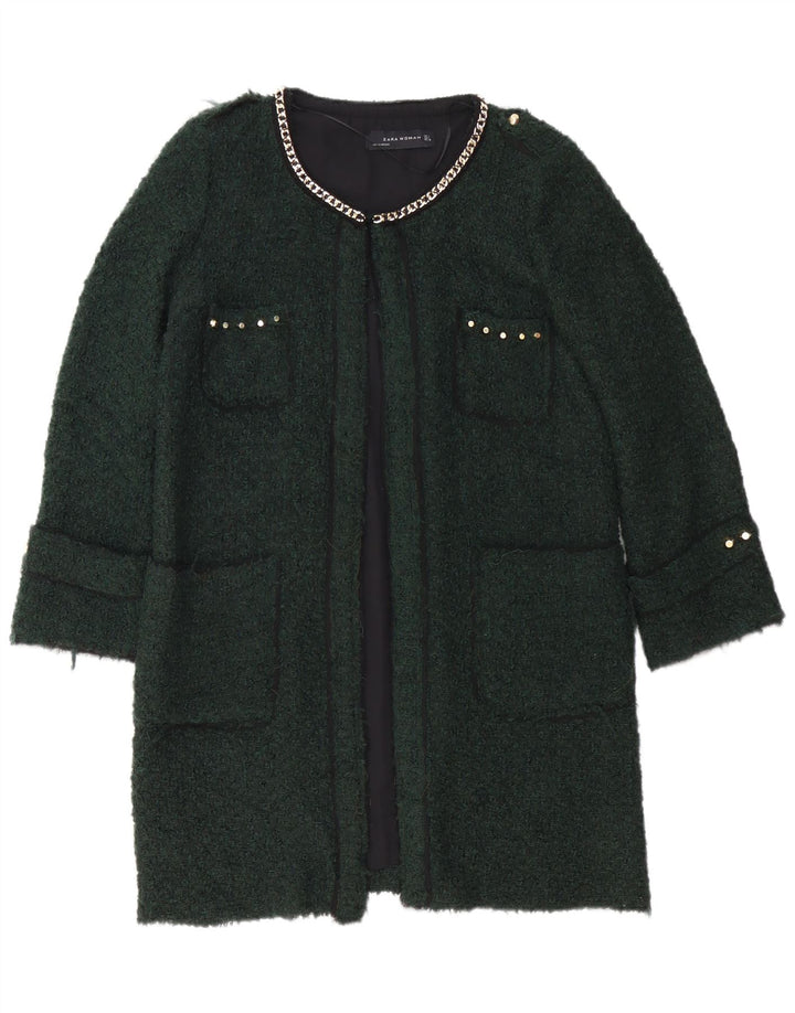 Zara Womens Overcoat UK 16 Large Green Acrylic