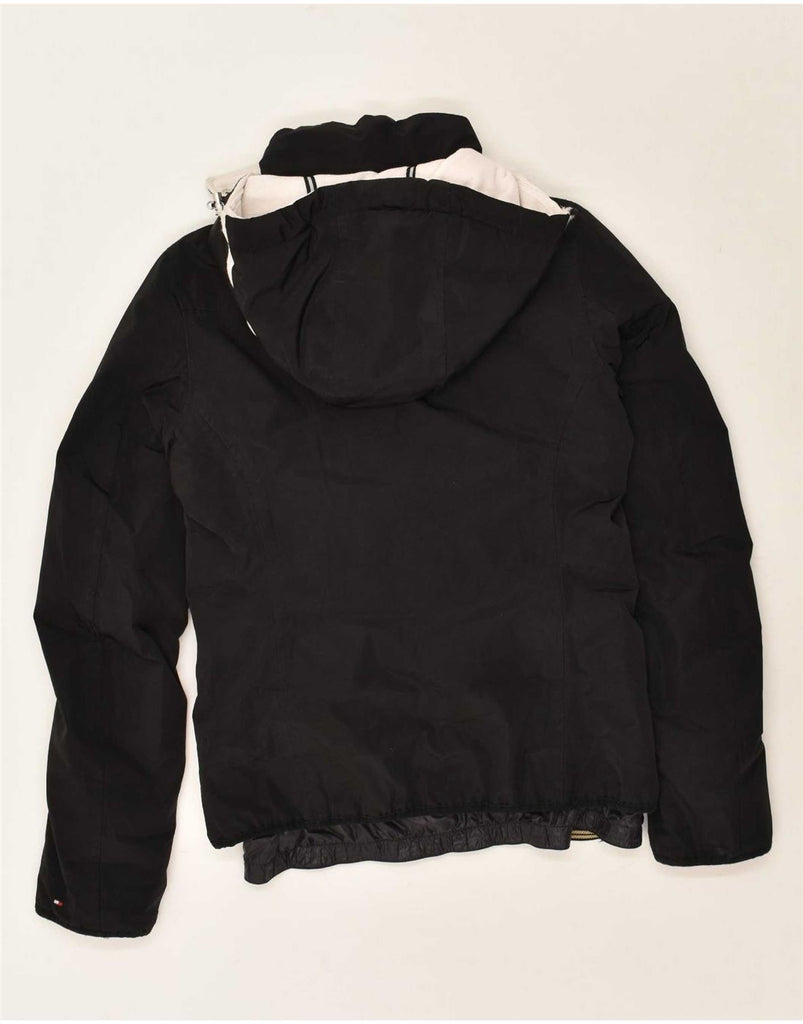 TOMMY HILFIGER Womens Hooded Ski Jacket UK 36 Small Black Colourblock Vintage Tommy Hilfiger and Second-Hand Tommy Hilfiger from Messina Hembry 