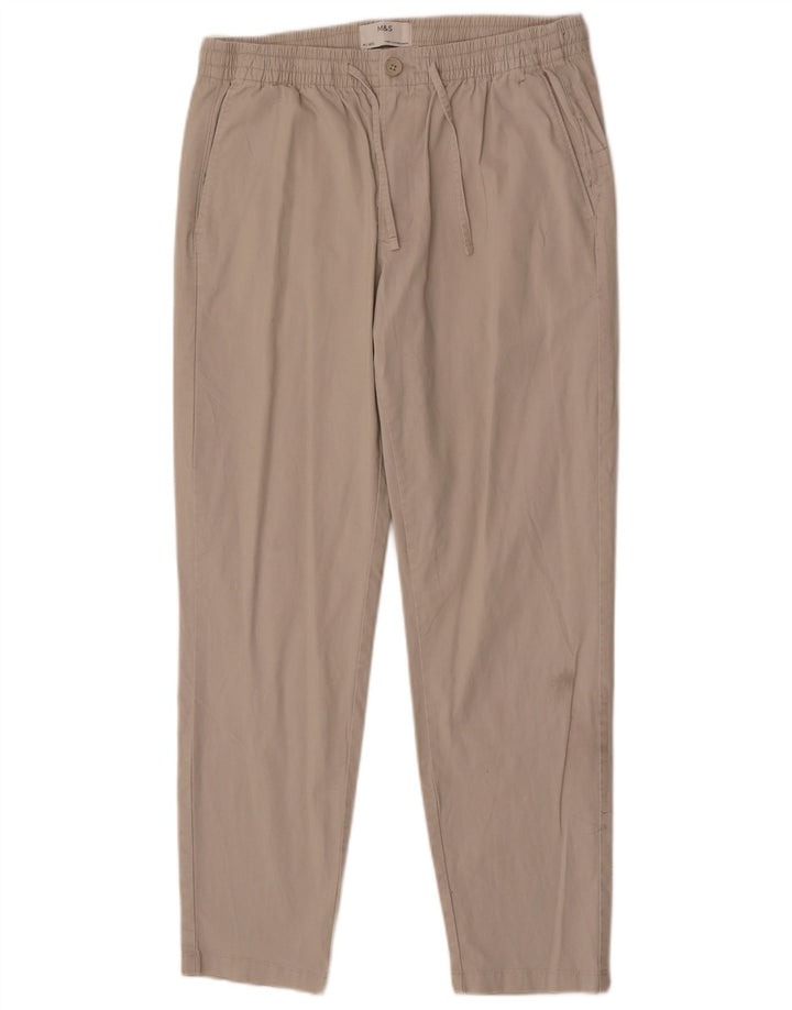 Marks & Spencer Mens Slim Chino Trousers Medium W32 L29 Beige Cotton