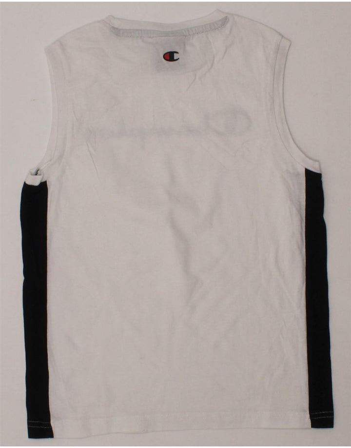 CHAMPION Boys Graphic Vest Top 7-8 Years Small White Colourblock Vintage Champion and Second-Hand Champion from Messina Hembry 