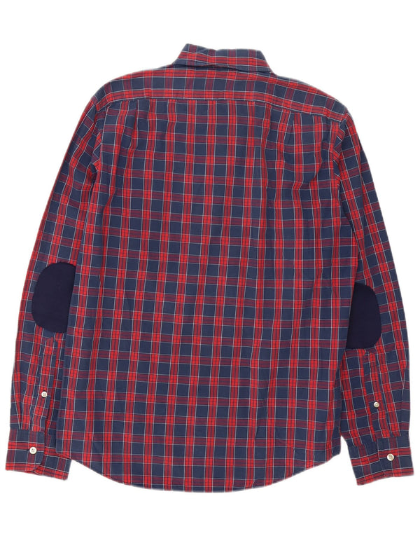 J. Crew Mens Slim Fit Shirt Medium Navy Blue Check Cotton