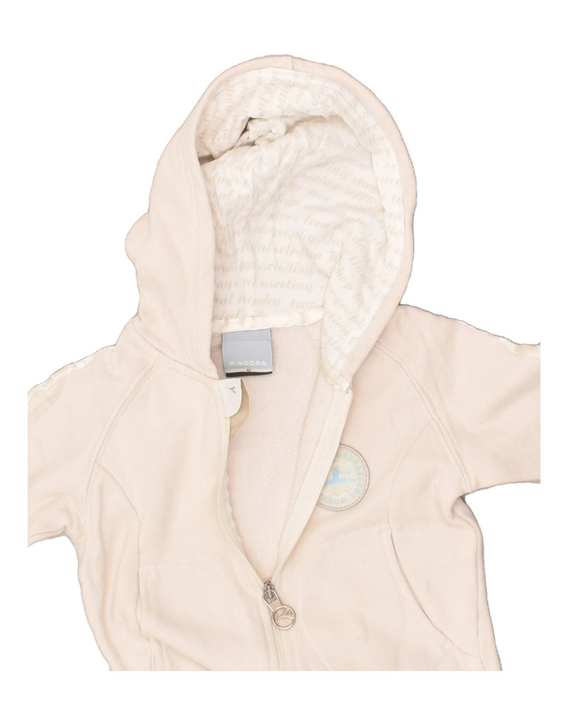 DIADORA Baby Girls Zip Hoodie Sweater 9-12 Months Off White Cotton | Vintage Diadora | Thrift | Second-Hand Diadora | Used Clothing | Messina Hembry 