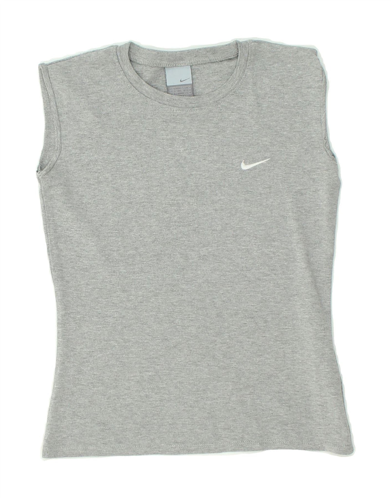 NIKE Womens Vest Top UK 10 Small Grey Cotton | Vintage Nike | Thrift | Second-Hand Nike | Used Clothing | Messina Hembry 