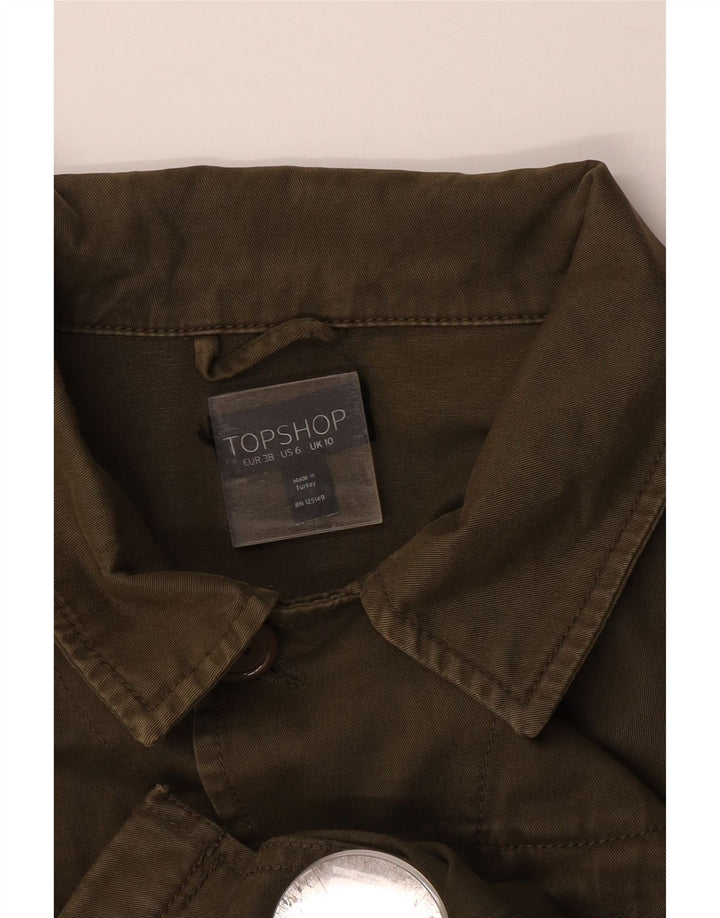 TOPSHOP Womens Oversized Military Jacket UK 10 Small Khaki Cotton