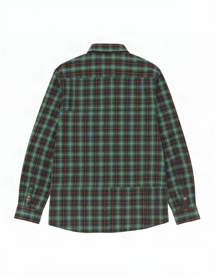 Guess Mens Regular Fit Shirt UK 40 Medium Green Check Cotton