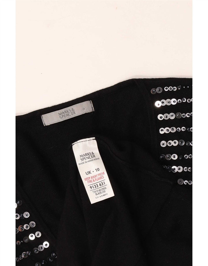 Marks & Spencer Womens Top 3/4 Sleeve UK 10 Small Black Viscose