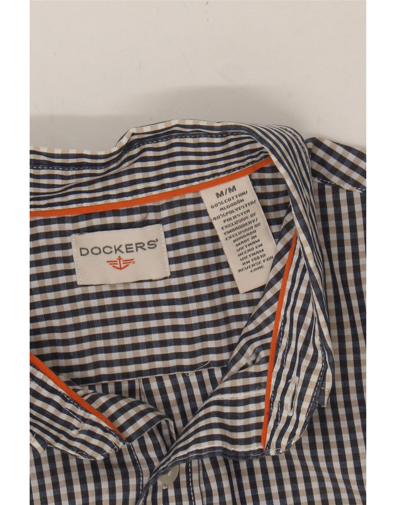 DOCKERS Mens Shirt Medium Navy Blue Gingham Cotton Vintage Dockers and Second-Hand Dockers from Messina Hembry 