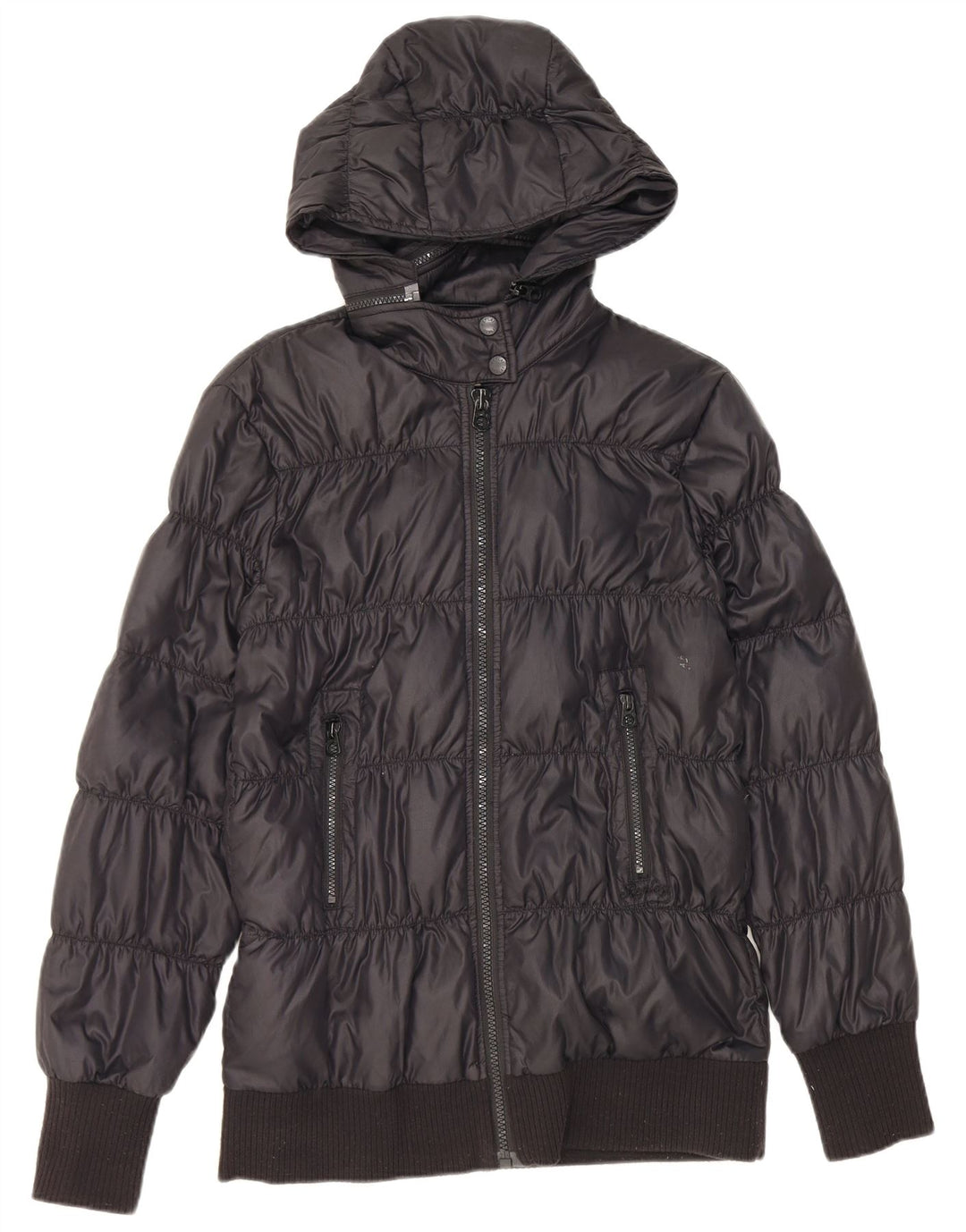 Replay Womens Hooded Padded Jacket UK 14 Large Black Polyamide