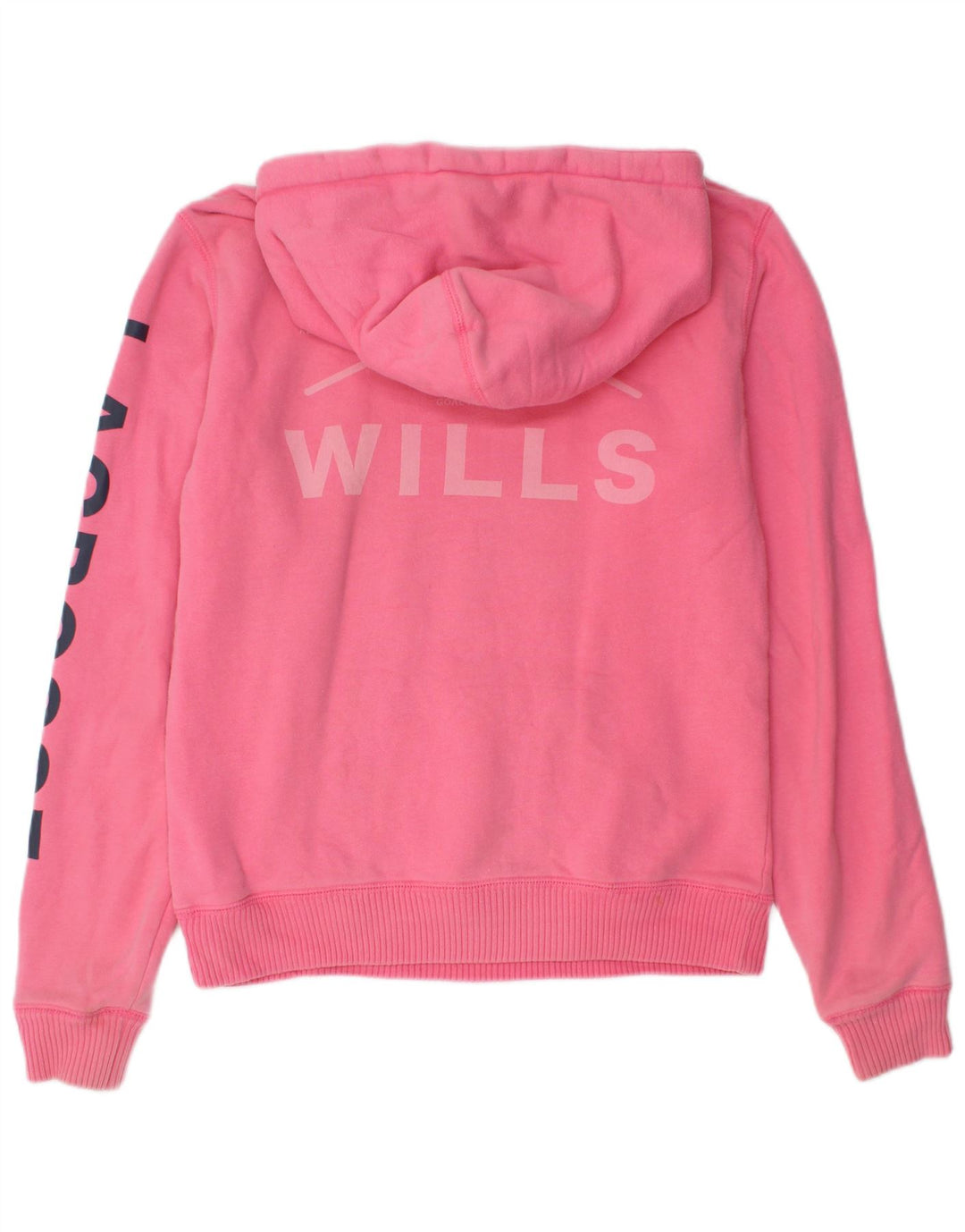 JACK WILLS Womens Graphic Hoodie Jumper UK 12 Medium Pink Cotton