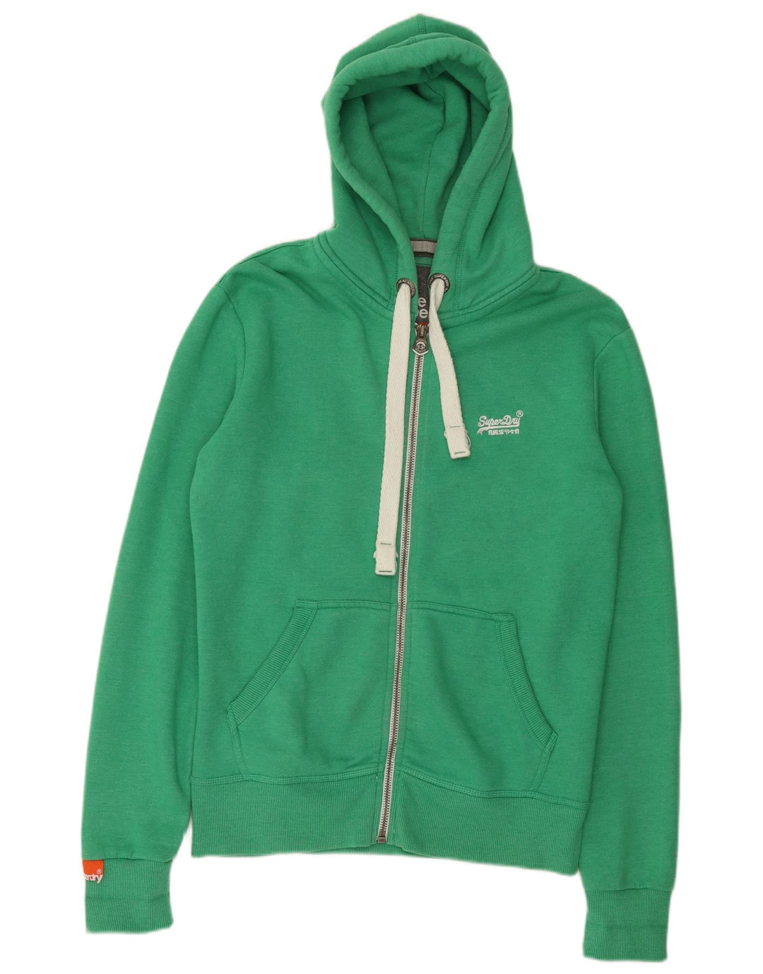 Superdry Mens Zip Hoodie Sweater Medium Green Cotton