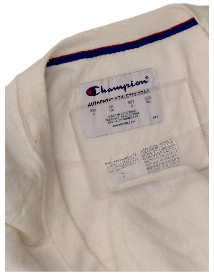 Champion Womens Graphic Sweatshirt Jumper UK 16 Large White Polyester