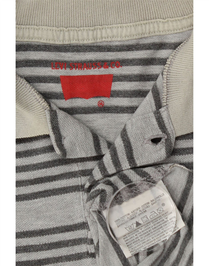 LEVI'S Mens Polo Shirt Medium Blue Striped Cotton