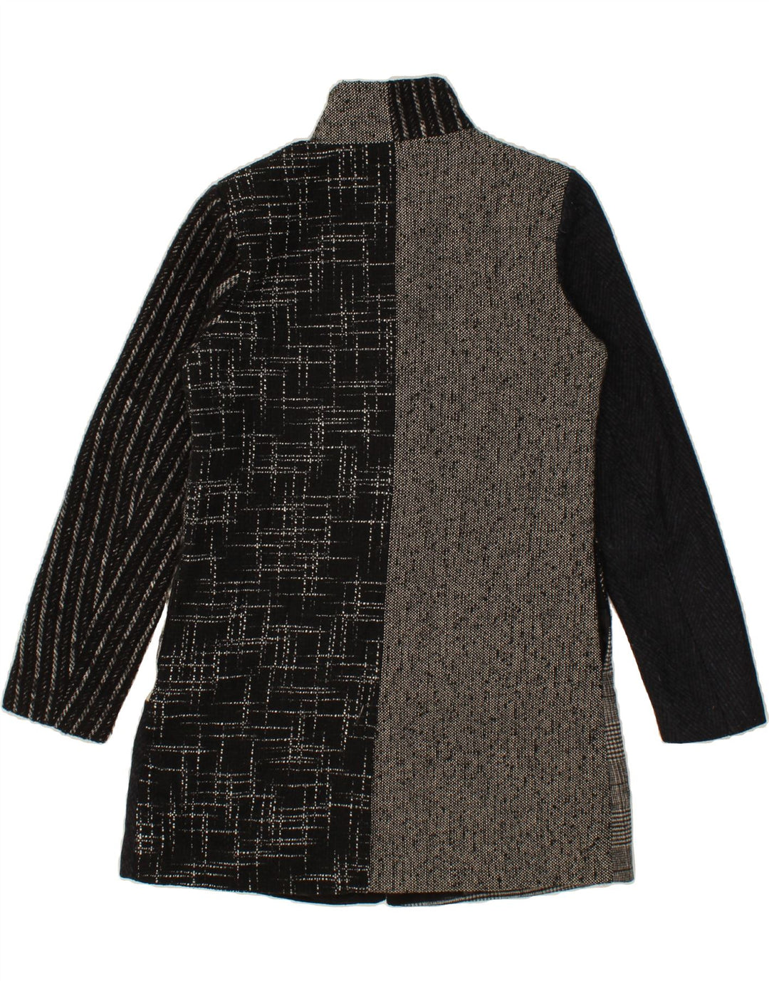 DESIGUAL Womens Overcoat EU 38 Medium Black Patchwork Polyester Vintage Desigual and Second-Hand Desigual from Messina Hembry 