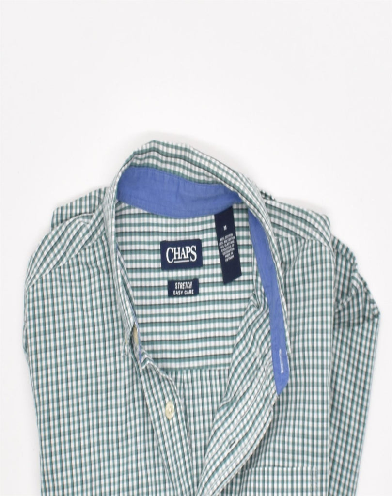 CHAPS Mens Stretch Shirt Medium Green Check Cotton | Vintage | Thrift | Second-Hand | Used Clothing | Messina Hembry 