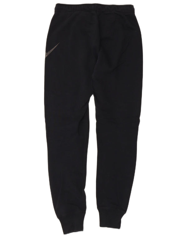 Nike Womens Graphic Tracksuit Trousers Joggers UK 8 Small Black Cotton