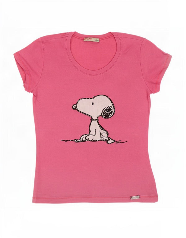 Liu Jo Womens Graphic T-Shirt Top UK 12 Medium Pink Cotton