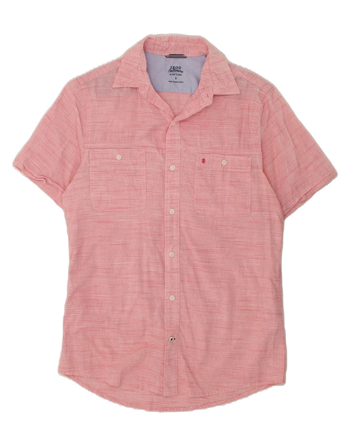 IZOD Mens Short Sleeve Shirt Small Pink Pinstripe Cotton Vintage Izod and Second-Hand Izod from Messina Hembry 