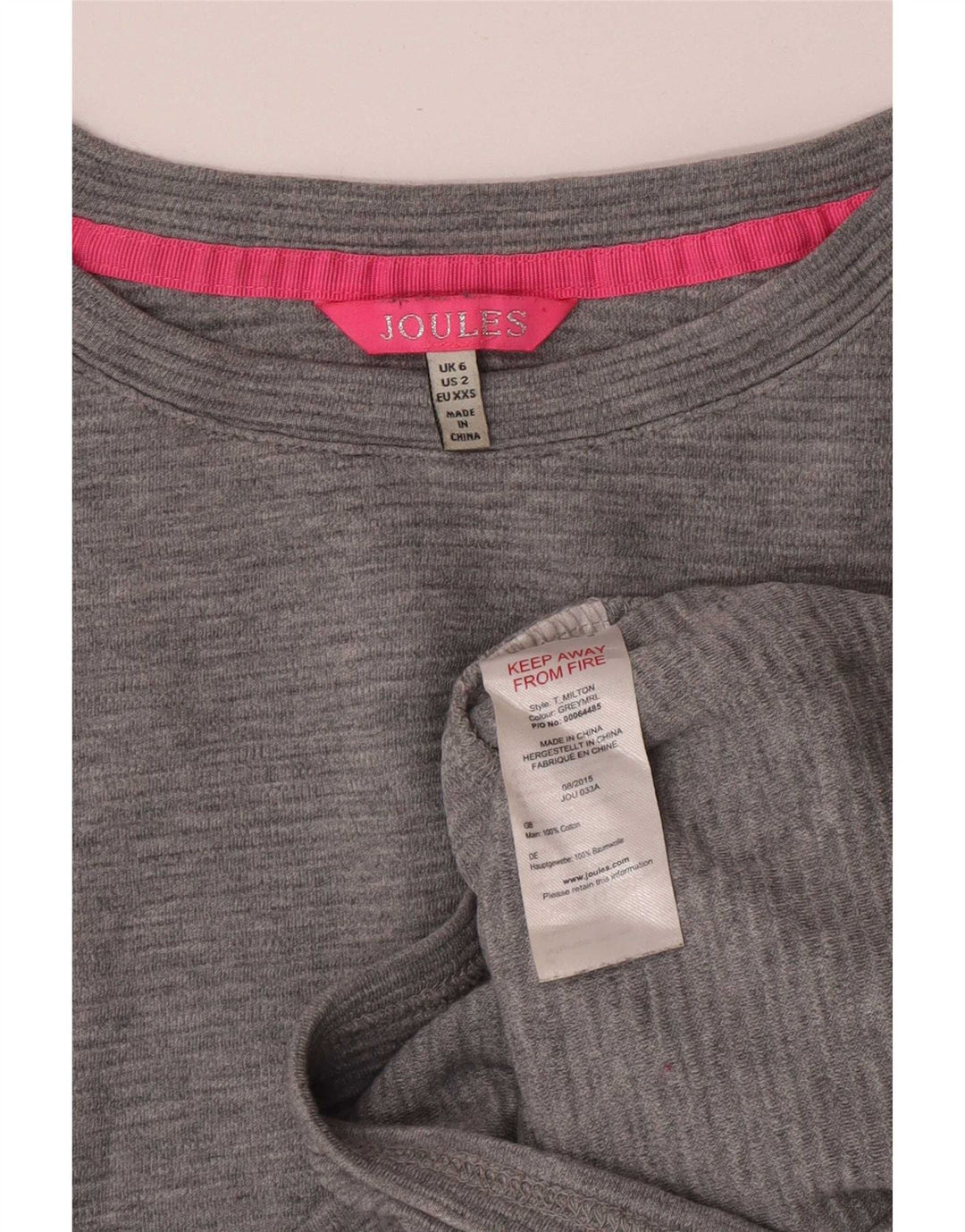 Joules Womens Oversized Top Long Sleeve UK 6 XS Grey Cotton