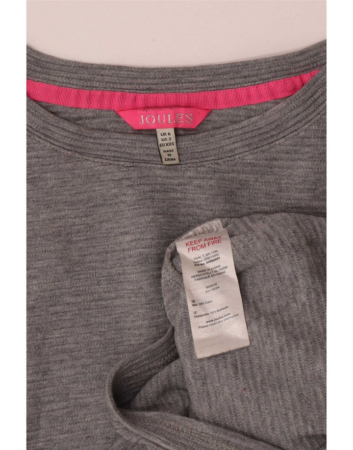 Joules Womens Oversized Top Long Sleeve UK 6 XS Grey Cotton