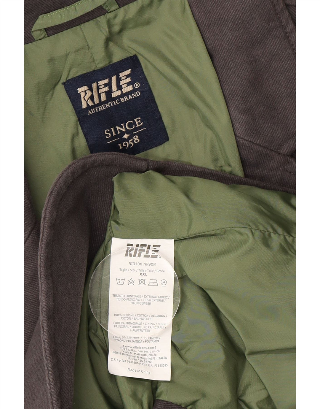 Rifle Mens 2 Button Blazer Jacket UK 44 2XL Grey Cotton