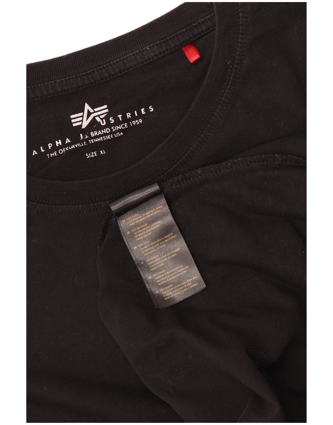 Alpha Industries Mens T-Shirt Top XL Black Cotton