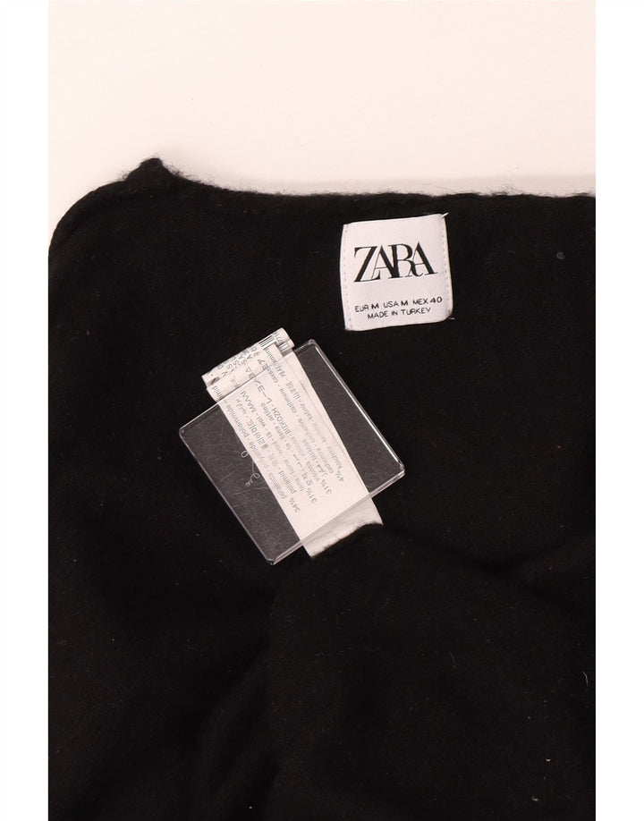 Zara Womens Roll Neck Jumper Sweater UK 14 Medium Black Wool