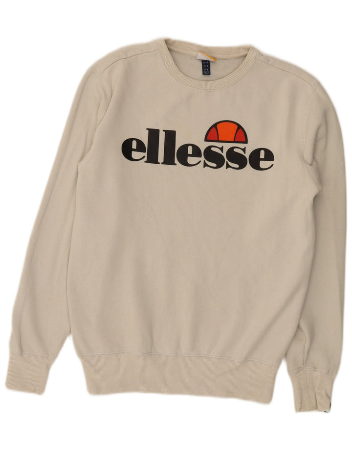 Ellesse Mens Graphic Sweatshirt Jumper Small White Cotton