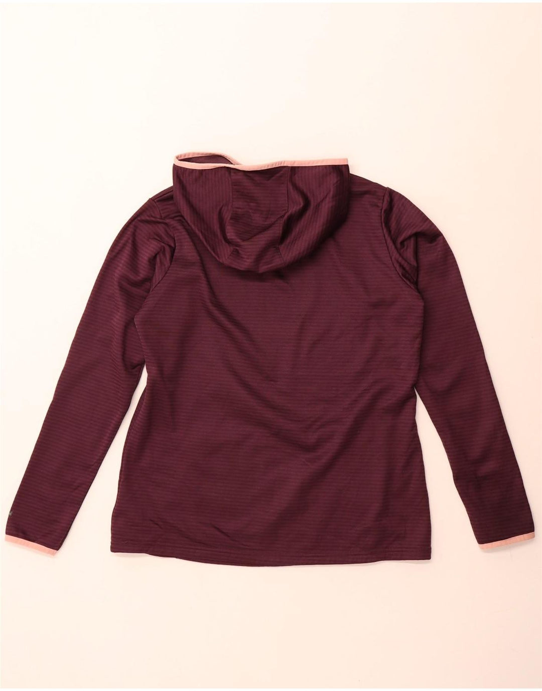 Columbia Womens Hoodie Jumper UK 16 Large Maroon Striped Polyester