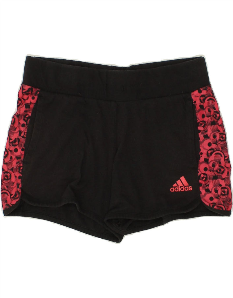 ADIDAS Womens Abstract Pattern Sport Shorts UK 12/14 Medium Black Cotton Vintage Adidas and Second-Hand Adidas from Messina Hembry 