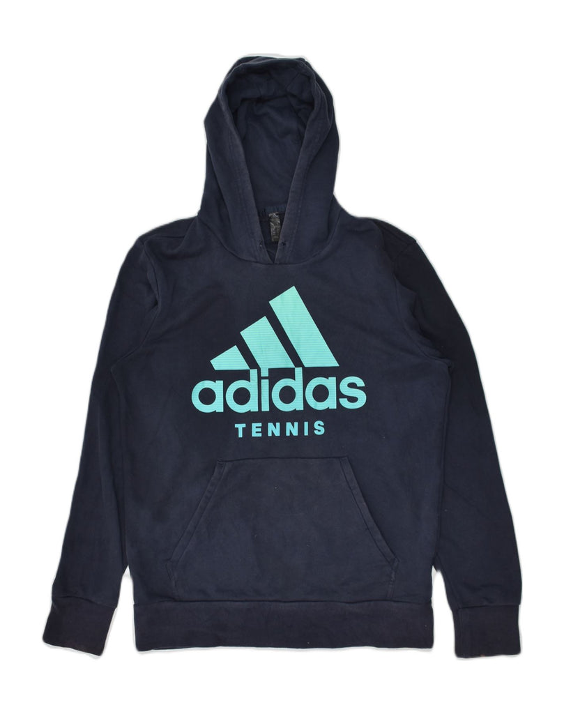 ADIDAS Mens Graphic Hoodie Jumper Medium Navy Blue Cotton | Vintage Adidas | Thrift | Second-Hand Adidas | Used Clothing | Messina Hembry 