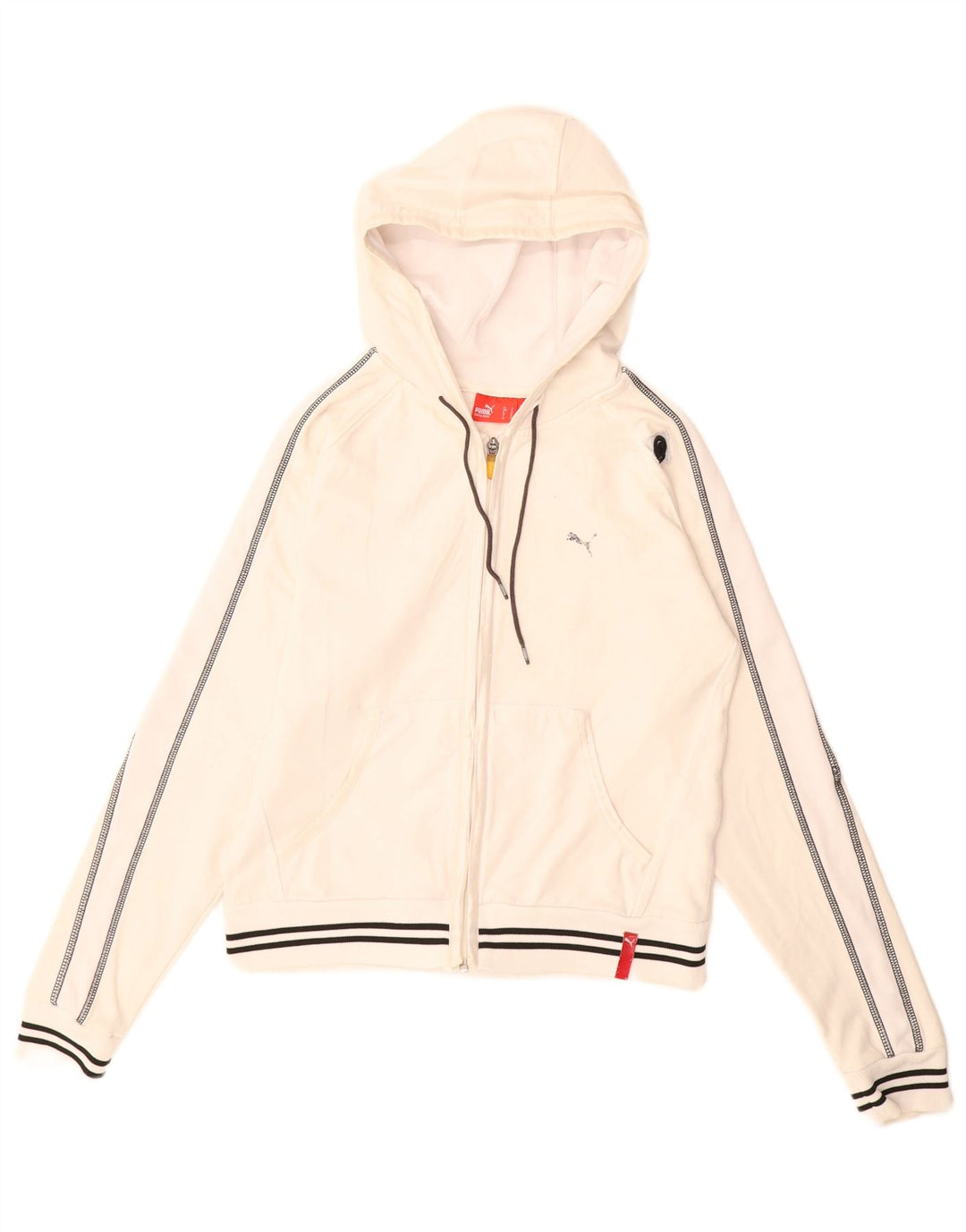Puma Womens Crop Zip Hoodie Sweater UK 12 Medium  White