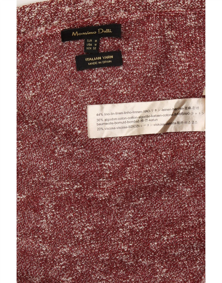 Massimo Dutti Womens Longline Cardigan Sweater UK 14 Medium Red Flecked