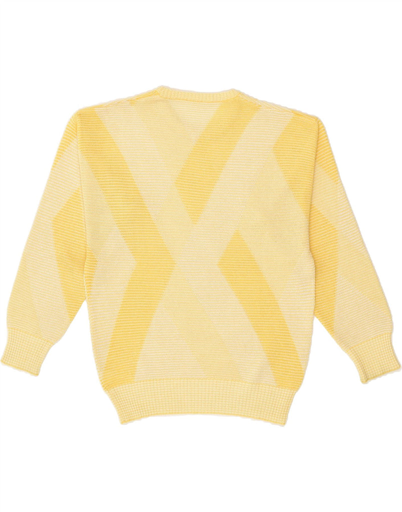 VINTAGE Womens Crew Neck Jumper Sweater IT 48 XL Yellow Colourblock Cotton | Vintage Vintage | Thrift | Second-Hand Vintage | Used Clothing | Messina Hembry 