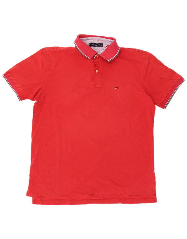 Tommy Hilfiger Mens Polo Shirt Large Red Cotton