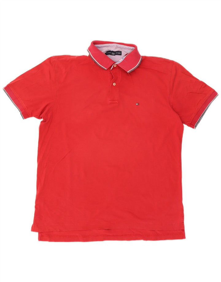Tommy Hilfiger Mens Polo Shirt Large Red Cotton