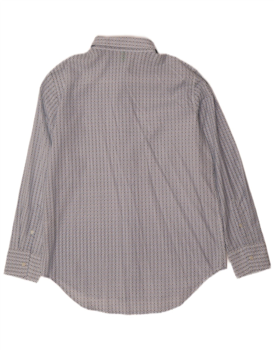 Benetton Womens Shirt Small Blue Geometric Cotton