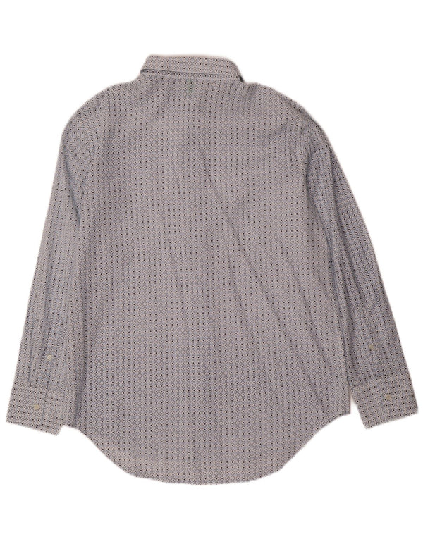 Benetton Womens Shirt Small Blue Geometric Cotton