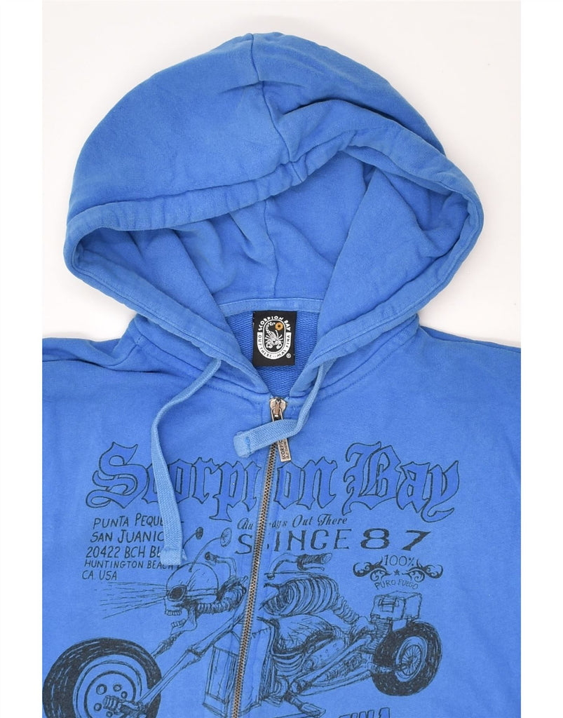 SCORPION BAY Boys Graphic Zip Hoodie Sweater 13-14 Years XL Blue Cotton | Vintage Scorpion Bay | Thrift | Second-Hand Scorpion Bay | Used Clothing | Messina Hembry 