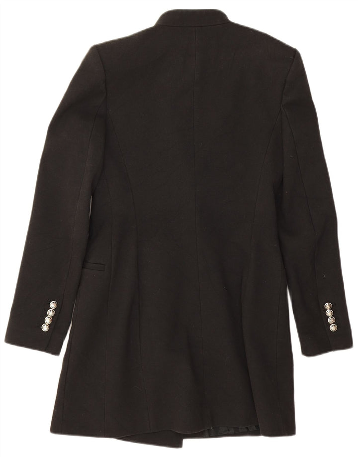 Zara Womens Double Breasted Coat UK 6 XS Black