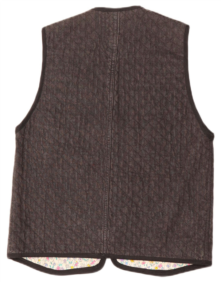 Vintage Womens Gilet UK 12 Medium Grey Paisley