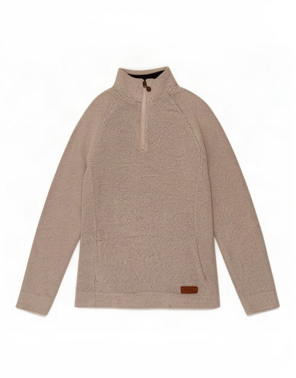 Weird Fish Womens Zip Neck Sweatshirt Jumper UK 12 Medium Grey Cotton