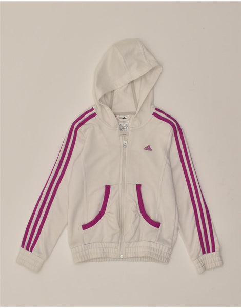 ADIDAS Boys Zip Hoodie Sweater 9 10 Years White Polyester Vintage Second Hand Clothing Online Messina Hembry