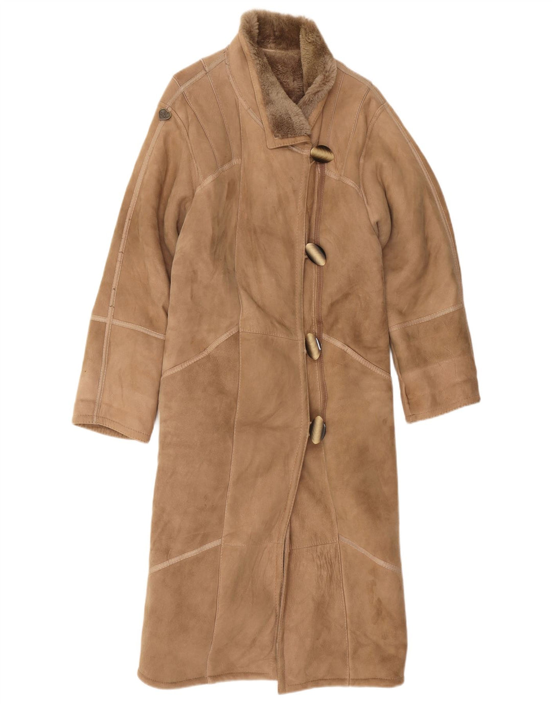 Vintage Womens Shearling Coat EU 42 Large Brown