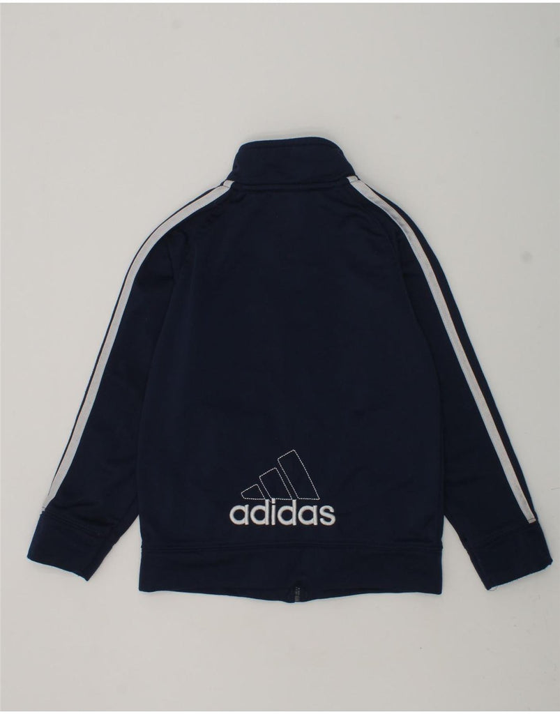 ADIDAS Boys Graphic Tracksuit Top Jacket 4-5 Years Navy Blue Polyester | Vintage Adidas | Thrift | Second-Hand Adidas | Used Clothing | Messina Hembry 