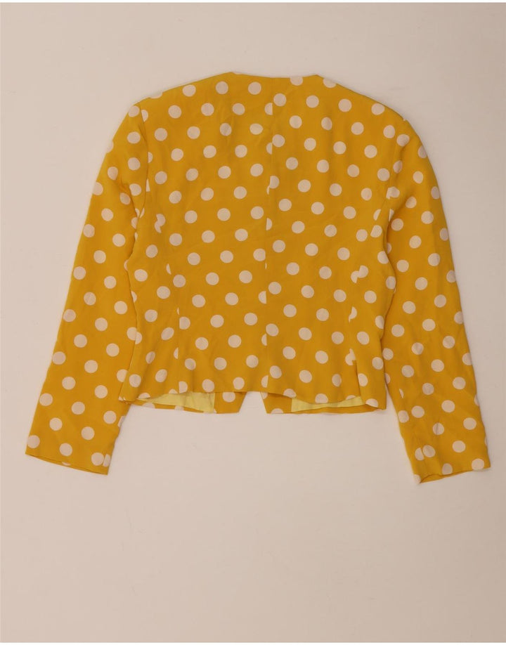 Lorena'O Womens Crop 5 Button Blazer Jacket UK 14 Medium Yellow Polka Dot