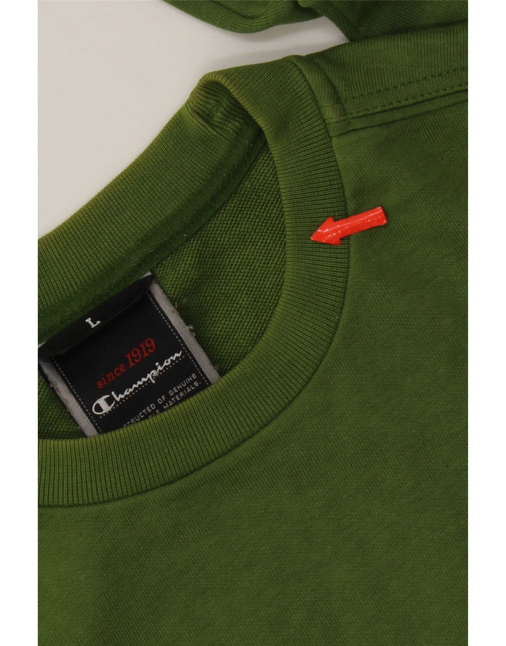 Champion Mens Graphic Sweatshirt Jumper Large Green Cotton