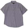Wrangler Mens Short Sleeve Shirt Large Blue Striped Cotton