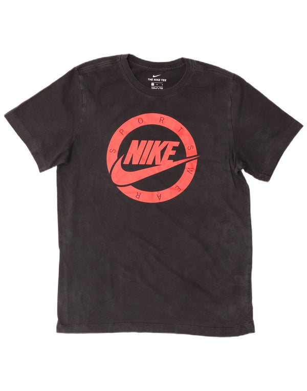 NIKE Mens Graphic T-Shirt Top Medium Black Cotton